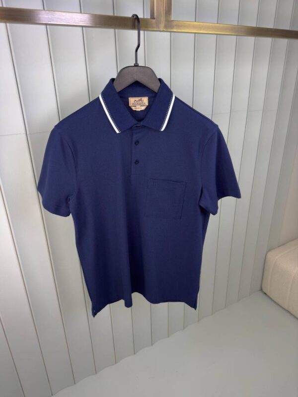 Hermes H Embroidered Polo Navy Blue