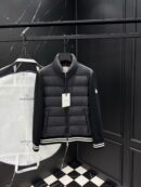 Moncler Jas Stofmouw Zwart Witte Lijnen
