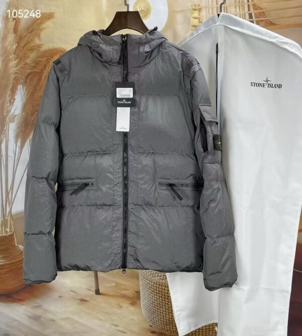 Stone Island Winter Jas Arm Pocket Grijs