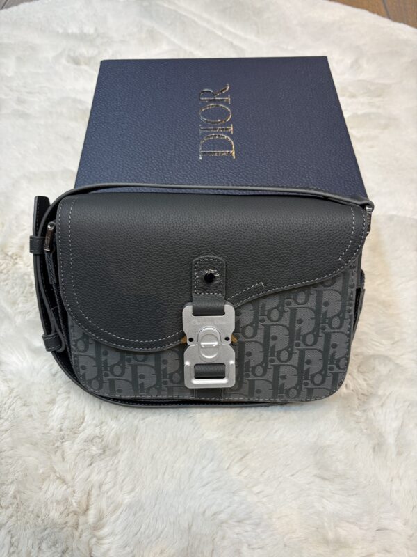 Dior Saddle Messenger Bag oblique dark grey