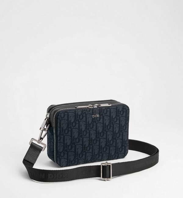 Dior pouch met rits en schouderband zwart