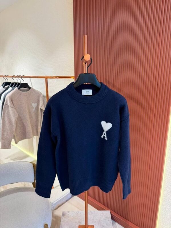 Ami Wollen Trui Donker Blauw